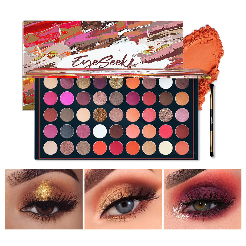EYESEEK Matte Eyeshadow Palette Makeup Brushes Set 45 Shades Shimmer Smoky Glitter Eyeshadow Pallet High Pigmented Metallic Makeup Palette Long Lasting Waterproof Eye Shadow