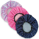 Shower Caps for Women 3 Pack in Different Designs - Large Opening for Short and Long Hair - Reusable Bath Hair Cap for Ladies, Men and Kids UB-STORE