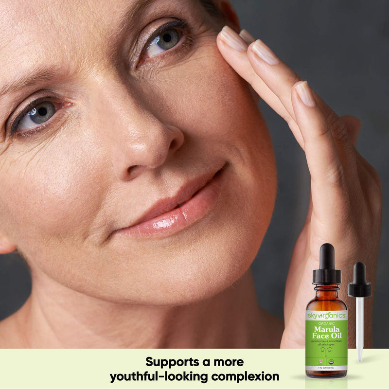 Organic Marula Oil by Sky Organics (1 oz) Cold-pressed USDA Organic 100% Pure Unrefined Marula Oil for Skin and Hair Natural Marula Face Oil Moisturizing Beauty Oil for All Skin Types Sky Organics