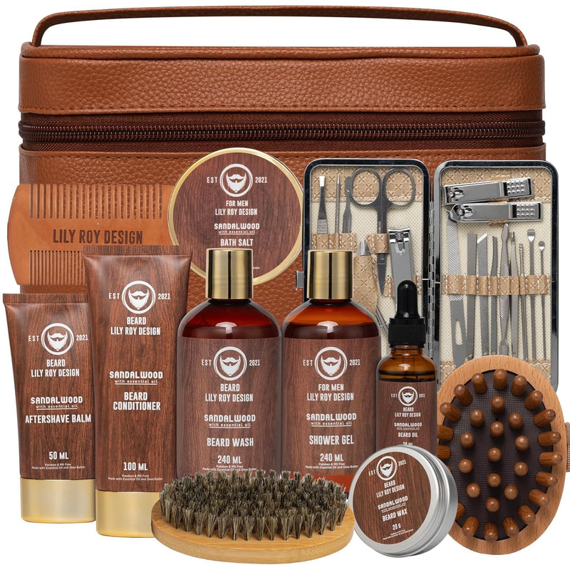 Bath and Body Gift Set for Men Spa Gift Bag for Father 12 Pcs Bag Gifts for Fathers Day Gifts Beard Care Kit Beard Set Self Skin Care Set Bath Spa Gift Set for Men Christmas Birthday Gifts for Men