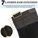 GOO GOO Halo Hair Extensions Human Hair,100g 20 Inch Ombre Natural Black Mixed Chestnut Brown Invisible Wire Hair Extensions Secret Fish Line Layered Hairpiece Stiraight Hidden Crown Hair Extensions GOO GOO Store
