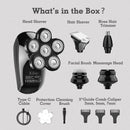 Head Shaver for Men, Kibiy 5-in-1 Electric Razor for Men Cordless LED Bald Head Shaver, IPX7 Waterproof 5D Rotary Shaver Grooming Kit with Nose Hair Trimmer Type-C Charge - Black Kibiy