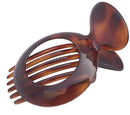 Parcelona French Large Round Shell Brown 4 Inch Celluloid Side Slide in Secure Grip Hair Updo Hinge Jaw Hair Claw Parcelona