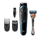 Braun Beard Trimmer BT3240, Hair Clippers for Men, Cordless & Rechargeable with Gillette ProGlide Razor, Blue Braun