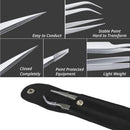 Sivote Eyelash Tweezers, 2-Pack, Hand Calibrated Straight and Curved Tips, Stainless Steel Lash Tweezers for Eyelash Extensions, Matte Silver SIVOTE