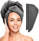 Scala Microfiber Turban Hair Towel Wrap (2 Pack) for Women - Fast Dry, Super Absorbent, Anti-Frizz, Tangle-Free, Quick Drying and Plopping for Wet Curly Hair Scala