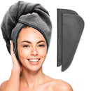 Scala Microfiber Turban Hair Towel Wrap (2 Pack) for Women - Fast Dry, Super Absorbent, Anti-Frizz, Tangle-Free, Quick Drying and Plopping for Wet Curly Hair Scala