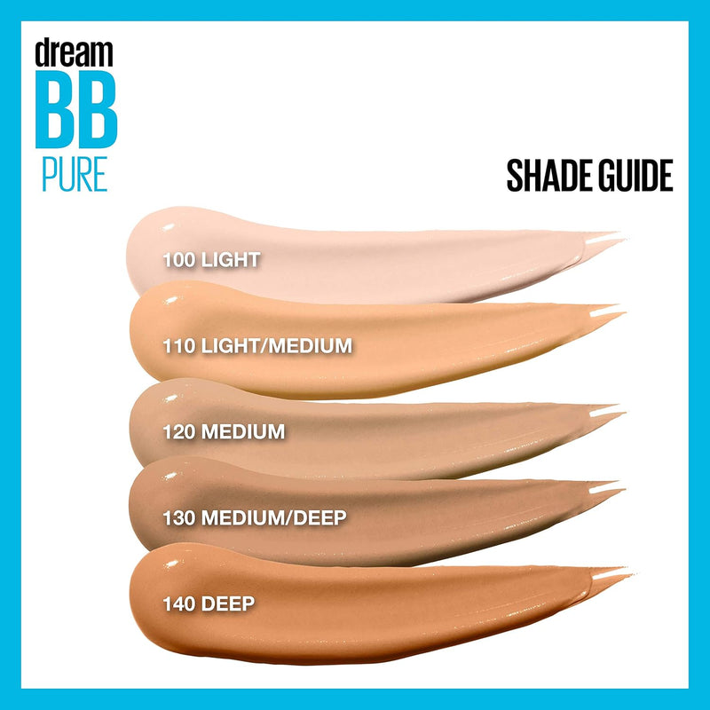 Maybelline Dream Pure Skin Clearing BB Cream, 8-in-1 Skin Perfecting Beauty Balm With 2% Salicylic Acid, Sheer Tint Coverage, Oil-Free, Light/Medium, 1 Count Infinity Warehouse