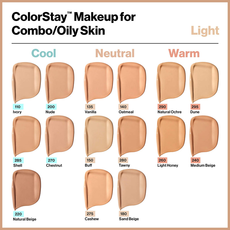 Revlon ColorStay Liquid Foundation Makeup for Combination/Oily Skin SPF 15, Longwear Medium-Full Coverage with Matte Finish, Vanilla (135), 1.0 oz REVLON