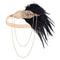 BABEYOND 1920s Flapper Headband Roaring 20s Great Gatsby Headpiece Beaded Black Feather Headband 1920s Flapper Gatsby Hair Accessories (Champagne) BABEYOND