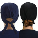 ABAMERICA Working Caps with Button and Sweatband, Adjustable Working Hats for Women Men, One Size(Tie Back or Toggle) (2 Pack: Tie Back-Black & Navy) ABAMERICA