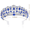 BABEYOND Crystal Queen Crown Birthday Tiara Prom Pageant Quinceanera Crown Tiara Rhinestone Wedding Princess Tiara Headband with Comb Pin (Blue) BABEYOND