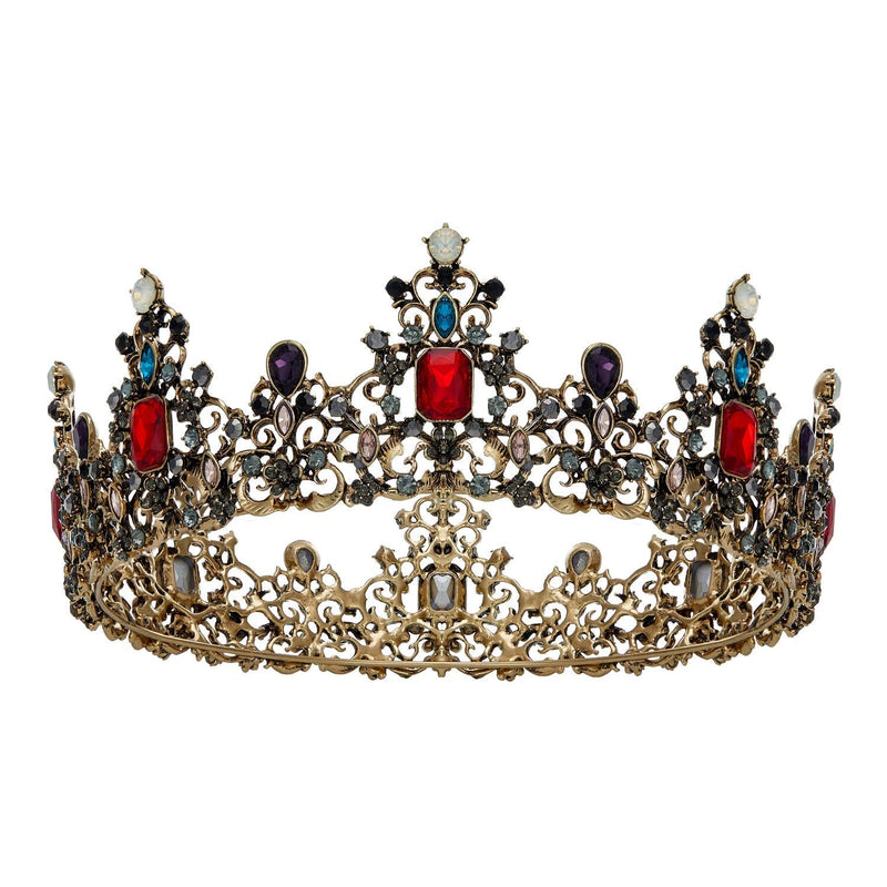 SWEETV Jeweled Baroque Queen Crown - Rhinestone Wedding Tiaras and Crowns for Women, Black Costume Party Hair Accessories with Ruby SWEETV Store