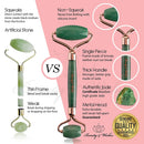 Jade Roller and Gua Sha Face Luxury Anti Aging Tool Set with Countertop Stand – Grade A – Authentic Brazilian Stone Facial Massager for Wrinkles - Non-Squeak by Beauty & Wishes (Aventurine) BEAUTY & WISHES