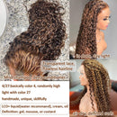 CYNOSURE 13x4 Curly Honey Blond Ombre Color Highlight Lace Front Human Hair Wigs for Women Invisible Pre Plucked (24 Inch, Highlight) CYNOSURE Store