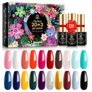MEFA 23 Pcs Gel Nail Polish Set, Nail Gel Kit Spring with Glossy & Matte Top and Base Coat, Black Glitter White Pink Blue Collection with Classic Colors All Seasons Gift for Starter Manicure Nail Art Salon MEFA