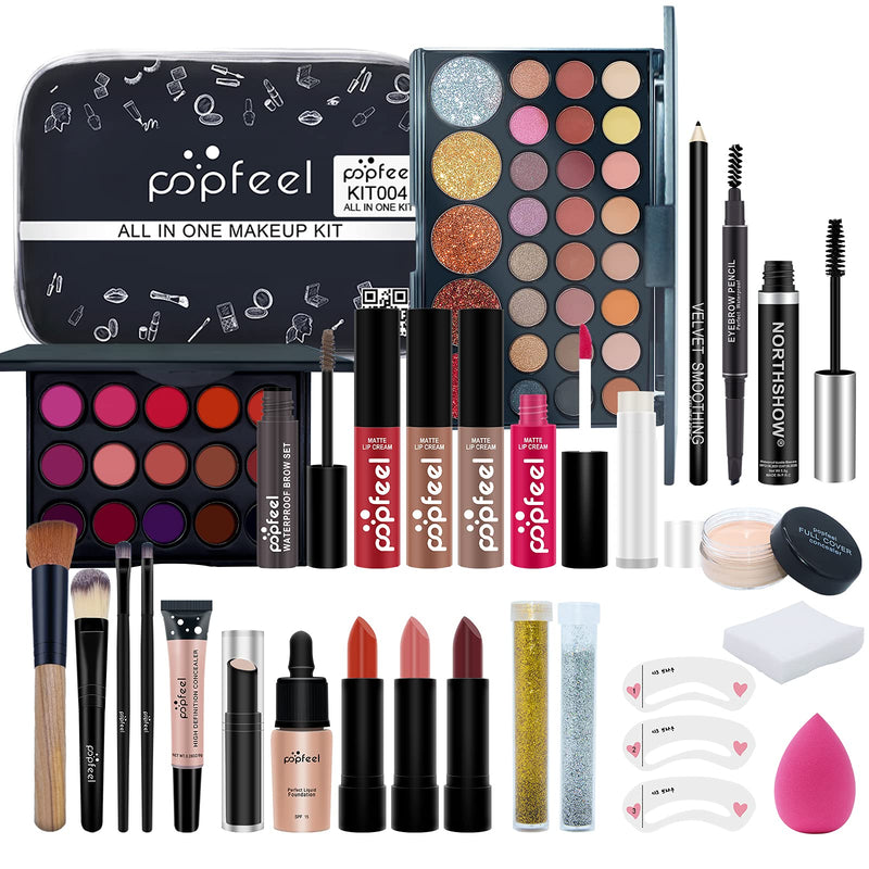 Makeup Kit for Women Full Kit, All-in-one Makeup Gift Set, Include Makeup Brush Set, Eyeshadow Palette, Lip Gloss Set, Lipstick, Blush, Foundation, Concealer, Mascara, Eyebrow Pencil Sea-Maid