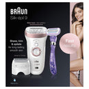 Braun Epilator Silk-épil 9 9-870, Facial Hair Removal for Women, Wet & Dry, Women Shaver & Trimmer, Cordless, Rechargeable, with Venus Extra Smooth Razor Braun