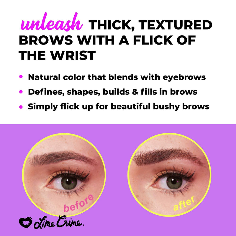 Lime Crime Bushy Brow Precision Pen, Brownie - Neutral Dark Brown Eyebrow Definer and Filler - Adds Texture & Shape - For Full, Natural Brows - Vegan - 0.02 oz… Lime Crime
