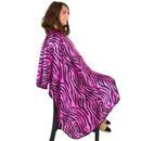 Hair Cutting Cape for Adults - Pink Zebra Print - Polyester Satin Lightweight Water Resistant Hair Cape - 56in x 50in - Snap Closure - Haircut Cape - Salon Cape Salon Supply Co