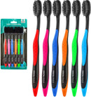 Dental Check 6 Pack Toothbrush, Natural Teeth Whitening Solution, Ultra-Soft Bristles for Dental Care, Angled Bristles for Hard-to-Reach Areas, Clean Away 99% of Plaque & Brighten a Smile (Charcoal) Lingito