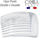 Camila Paris CP2911 French Side Combs Large 2 Pack Curved, Clear Flexible Durable Cellulose Hair Combs, Strong Hold Grip Hair Clips for Women, No Slip Styling Girls Hair Accessories, Made in France Camila