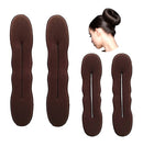 Styla Hair Brown Magic Hair Bun Maker 4 Pack (2 Small, 2 Large) Foam Sponge Buns Shaper Accessories Strong Flexible Reusable Bun Twister for Updo’s, Ballet Buns, French Twist, Waves & more! Styla Hair