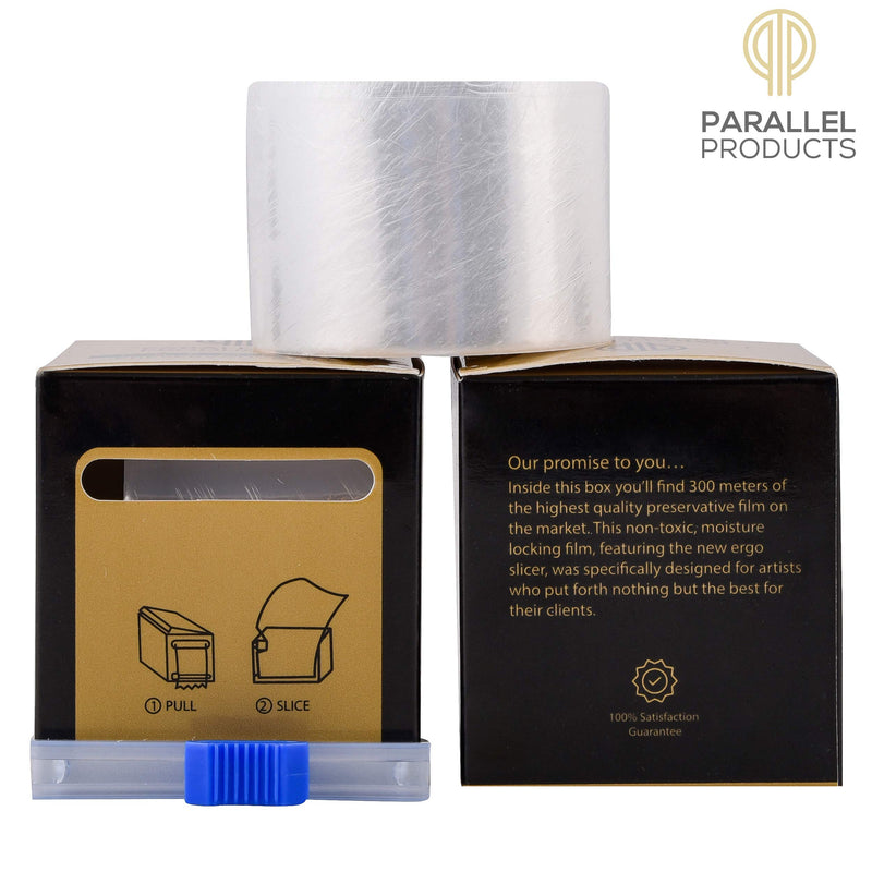 Parallel Products – (2 Pack) Premium Preservative Film - Plastic Wrap For Tattoos & Microblading – Professional Width – Cosmetic Grade – BPA Free – 300 Meters per Box PARALLEL PRODUCTS