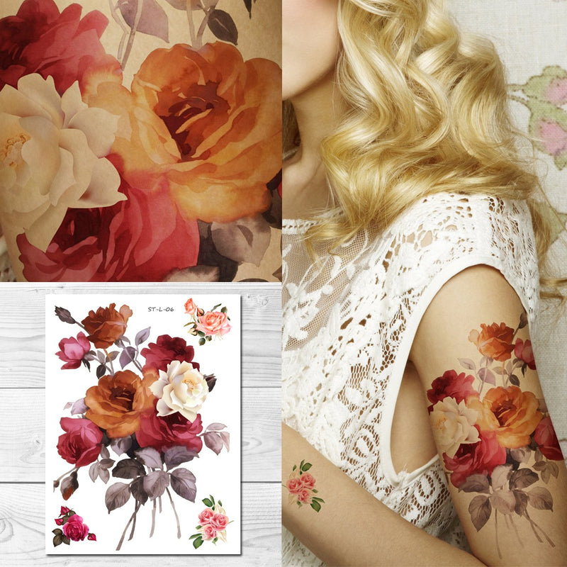 Supperb® Temporary Tattoos - Watercolor Roses Bouquet Supperb