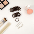 Heliums Small Dark Brown Brunette Hair Elastics, 2mm Mini 1 Inch Sized Hair Ties for Kids, Braids and Fine Hair - 48 Count (Dark Ash Brown) Heliums