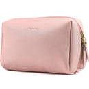 Large Vegan Leather Makeup Bag Zipper Pouch Travel Cosmetic Organizer for Women and Girls (Large, Pink) Narwey