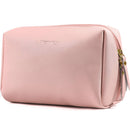 Large Vegan Leather Makeup Bag Zipper Pouch Travel Cosmetic Organizer for Women and Girls (Large, Pink) Narwey