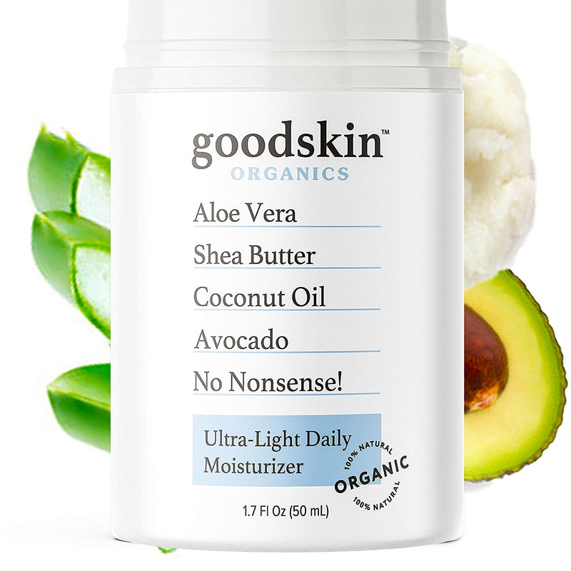 Organic Face Moisturizer for Women and Men - Natural Hydrating Day & Night Face Cream for Dry & Oily Skin - Non-Greasy & Gentle Moisturizer for Face Anti-Wrinkle Anti Aging Skin Care Products by Goodskin-1.7oz GoodSkin