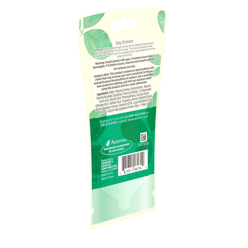 Aveeno Clear Complexion Pure Matte Peel Off Face Mask with Alpha Hydroxy Acids, Soy & Pomegranate for Clearer-Looking Skin, Non-Comedogenic, Paraben- & Phthalate-Free, 0.35 oz Pharmapacks