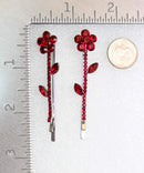 Faship A Pair Of Red Rhinestone Crystal Floral Hair Clips 2 Pcs Pins Faship