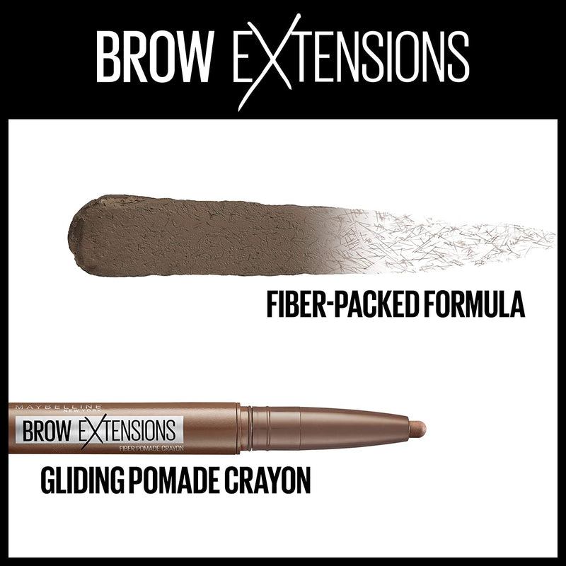 Maybelline Brow Extensions Eyebrow fiber Pomade Crayon, Fiber Stickeyebrow Makeup, Eye Makeup, Soft Matte Finish, for Thicker, Natural-looking Eyebrows, Soft Brown, 0.014 Ounce Maybelline New York