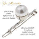Gia Alessandra GA248 Wedding Bridal Hair Barrette Slide Clip Silver and Large Pearl Styling Girls Hair Ornaments. No Slip Durable Styling Hair Accessories for Women. Handmade in Italy (2.75 Inch) Gia Alessandra