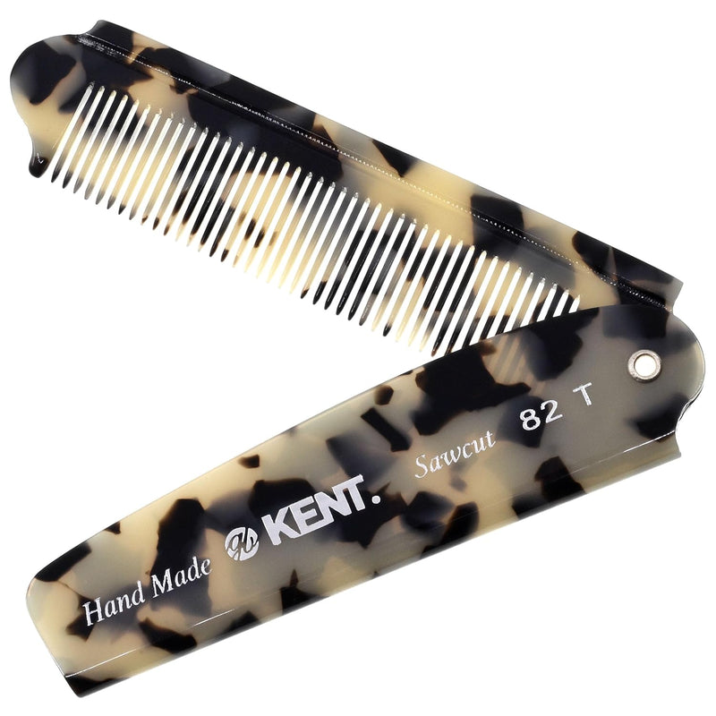 Kent 82T Handmade Folding Pocket Comb for Men, Fine Tooth Hair Comb Straightener for Everyday Grooming Styling Hair, Beard or Mustache, Use Dry or with Balms, Saw Cut Hand Polished, Made in England Infinity Warehouse