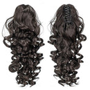SWACC 12-Inch Short Screw Curls Claw Clip Ponytail Extensions Synthetic Clip in Drawstring Curly Ponytail Hairpiece Jaw Clip Hair Extension (Natural Color Close to Black-2