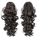 SWACC 12-Inch Short Screw Curls Claw Clip Ponytail Extensions Synthetic Clip in Drawstring Curly Ponytail Hairpiece Jaw Clip Hair Extension (Natural Color Close to Black-2