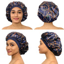 LAYKAY Silky Satin Bonnet - Adjustable Head Size Sleep Silk Bonnet - Double Layer Satin Lined Sleeping Cap - Reversible Hair Bonnet Navy Chains, One Size LAYKAY