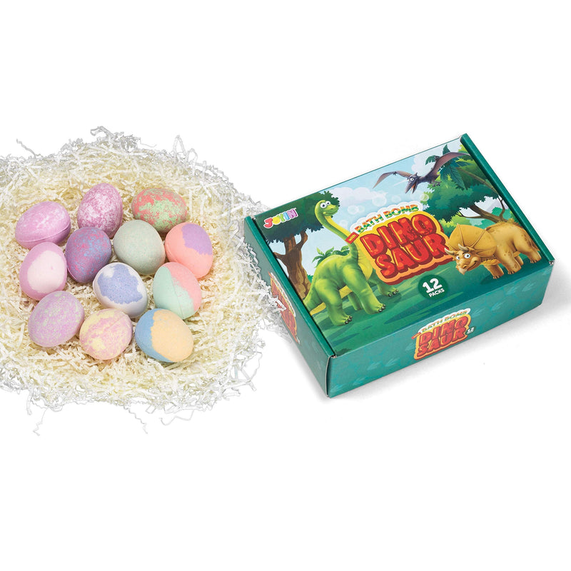 JOYIN 12 Pack Bath Bombs for Kids with Dinosaur Toys, Bubble Bath Bombs with Surprise Toy Inside, Natural Essential Oil SPA Bath Fizzies Set, Kids Safe Birthday Gift Set for Boys and Girls JOYIN