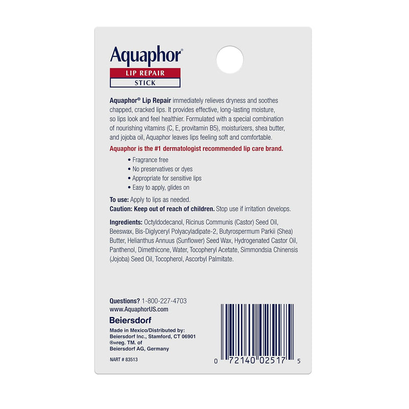 Aquaphor Lip Repair Stick, Moisturizing Lip Balm Pack, Relieves Dryness, 0.17 Oz Stick, Pack of 2 Infinity Warehouse