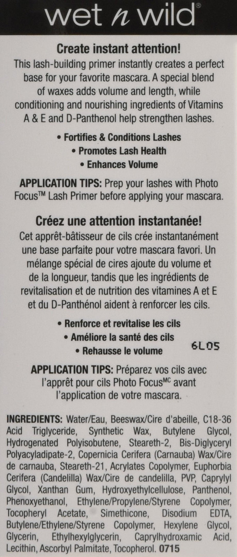 Wet & Wild Photofocus Lash Primer, 0.64 Ounce Wet & Wild