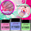 Dip Powder Nail Kit - 10 Dip Powder Colors Refill with Glow in The Dark Nail Dip Powder ASTOUND BEAUTY