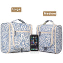 Hanging Travel Toiletry Bag Cosmetic Make up Organizer for Women and Men (Large, Blue Leaf) Narwey
