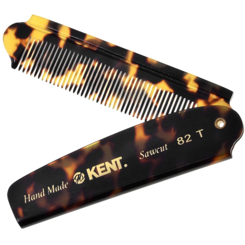 Kent 82T Handmade Folding Pocket Comb for Men, Fine Tooth Hair Comb Straightener for Everyday Grooming Styling Hair, Beard or Mustache, Use Dry or with Balms, Saw Cut Hand Polished, Made in England Infinity Warehouse