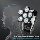 Head Shaver for Men, Kibiy 5-in-1 Electric Razor for Men Cordless LED Bald Head Shaver, IPX7 Waterproof 5D Rotary Shaver Grooming Kit with Nose Hair Trimmer Type-C Charge - Black Kibiy