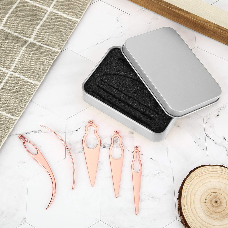 5 Pieces Dreadlocks Tool Sisterlocks Craft Dreadlocks Hair Extensions Locs Tightening Accessories Easyloc Hair Tool Crochet with 1 Metal Gift Box for Different Locs (Rose Gold, Silver) WILLBOND Store