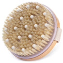 MainBasics Natural Bristle Dry Body Brush Exfoliating Body Scrubber with Massage Nodules for Dry Skin, Cellulite and Lymphatic Drainage MainBasics